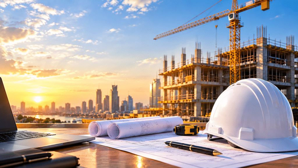 مهندس يناقش متطلبات مشروع البناء مع العميل